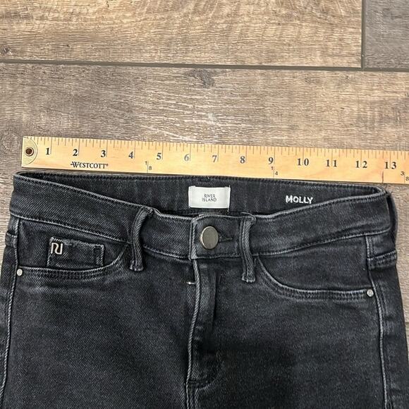 River Island Women's Molly Skinny Jeans Distressed Washed Black Size 4 - Picture 4 of 7